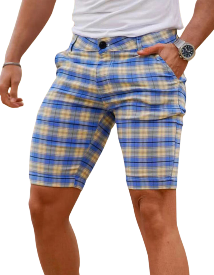 SHOPIQAT Men's Skinny Plaid Plus Size Casual Shorts - Premium from shopiqat - Just $7.200! Shop now at shopiqat